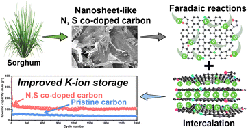 Graphical abstract: N and S co-doped nanosheet-like porous carbon derived from sorghum biomass: mechanical nanoarchitecturing for upgraded potassium ion batteries