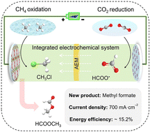 Graphical abstract: Coupling of electrocatalytic CO2 reduction and CH4 oxidation for efficient methyl formate electrosynthesis