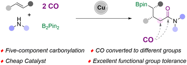 Graphical abstract: Copper-catalyzed carbonylative multi-component borylamidation of alkenes for synthesizing γ-boryl amides with CO as both methylene and carbonyl sources