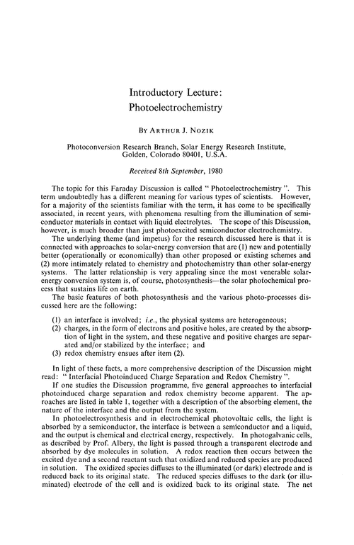 Introductory lecture: photoelectrochemistry