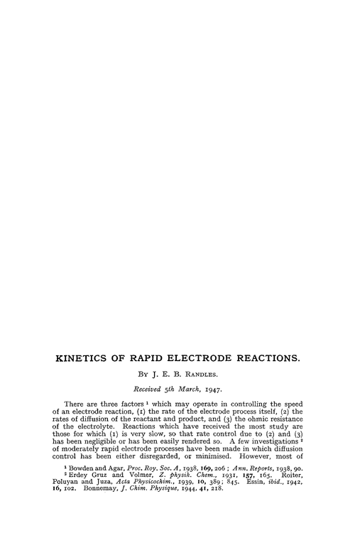 Kinetics of rapid electrode reactions