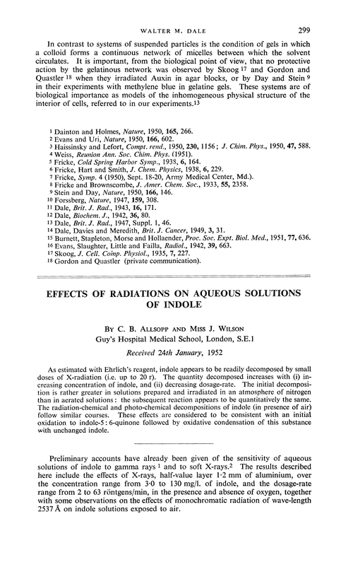 Effects of radiations on aqueous solutions of indole