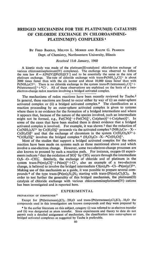 Bridged mechanism for the platinum(II) catalysis of chloride exchange in chloroammine-platinum(IV) complexes