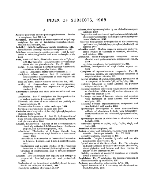 Index of subjects, 1968