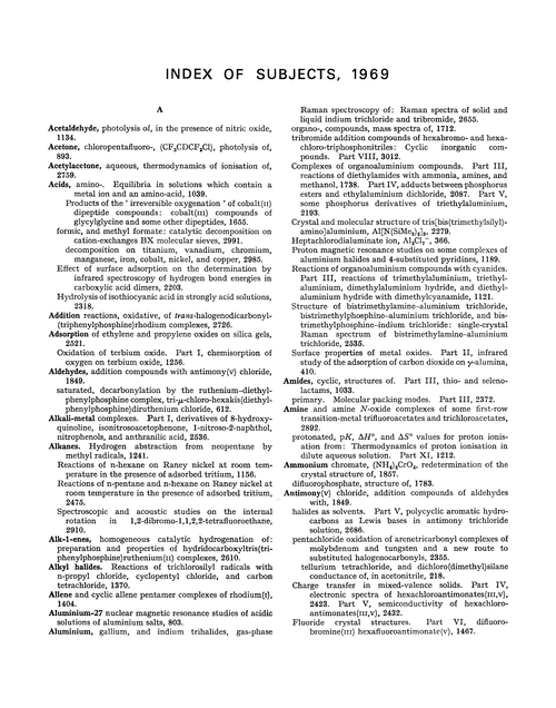 Index of subjects, 1969