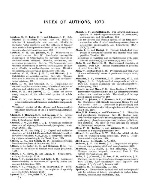 Index of authors, 1970