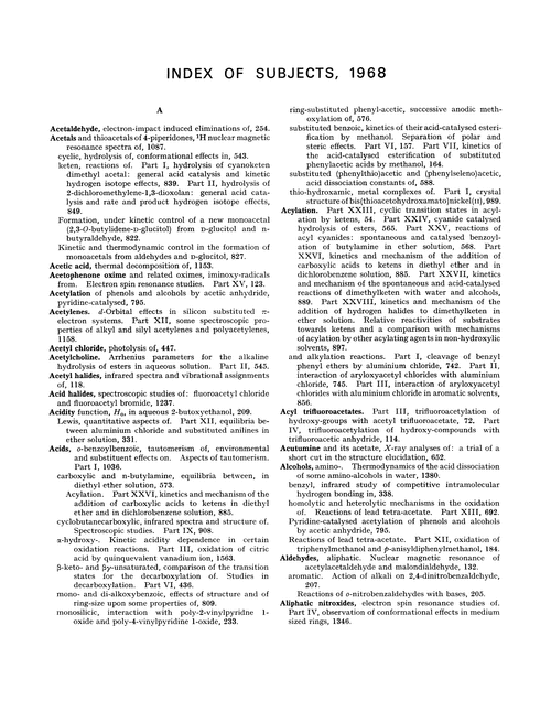 Index of subjects, 1968