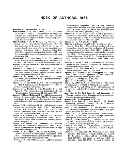 Index of authors, 1968