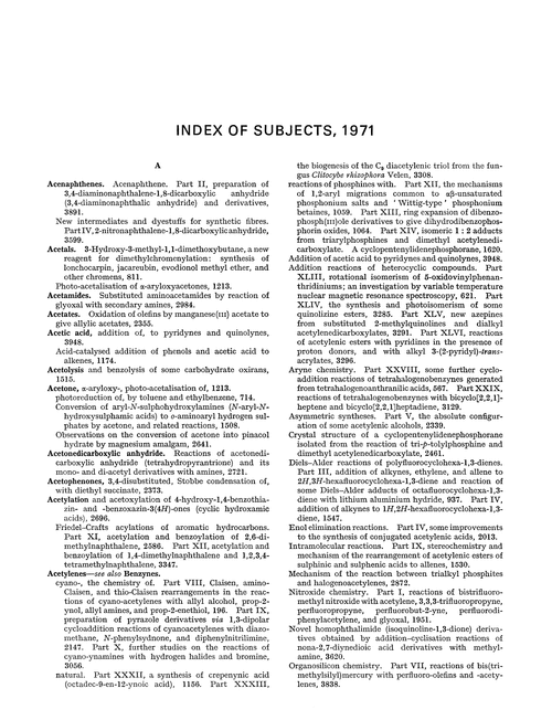 Index of subjects, 1971