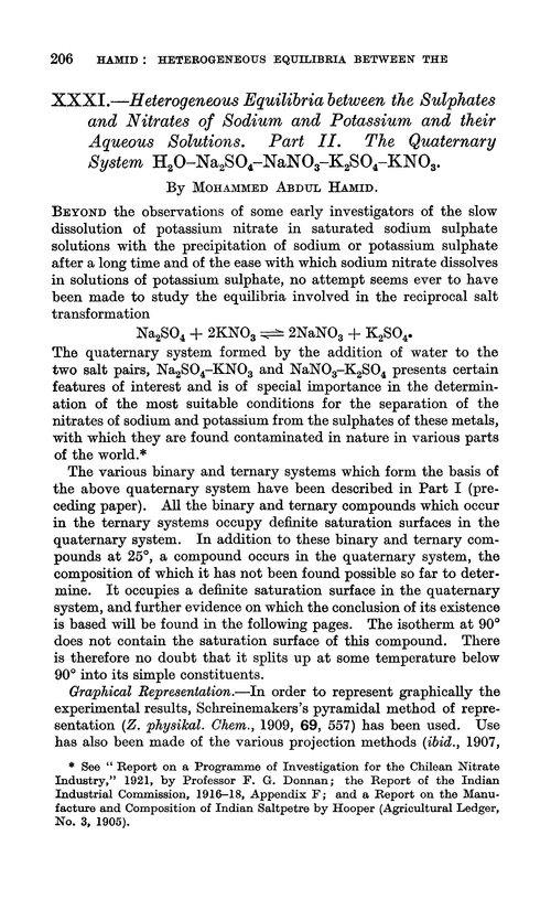 XXXI.—Heterogeneous equilibria between the sulphates and nitrates of sodium and potassium and their aqueous solutions. Part II. The quaternary system H2O–Na2SO4–NaNO3–K2SO4–KNO3