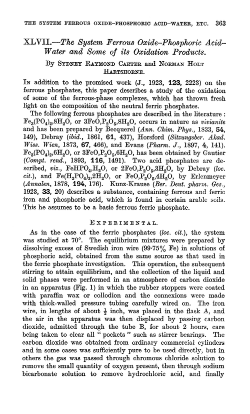 XLVII.—The system ferrous oxide–phosphoric acid–water and some of its oxidation products