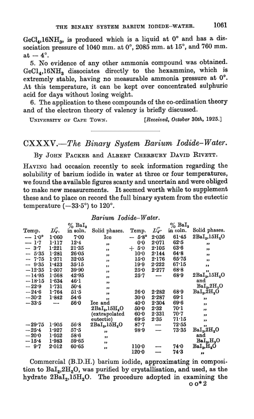 CXXXV.—The binary system barium iodide–water