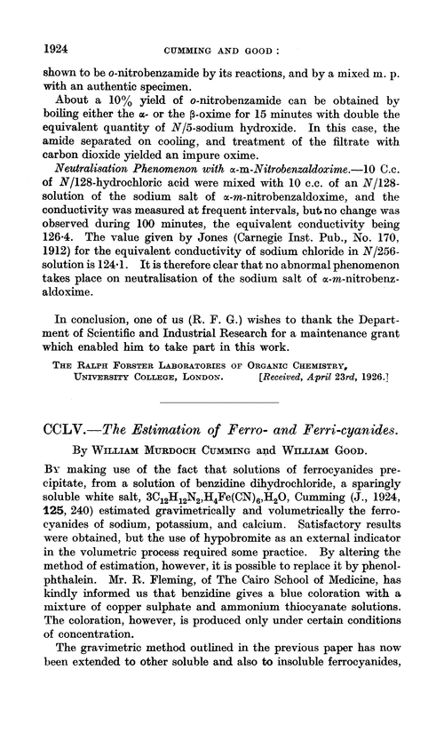 CCLV.—The estimation of ferro- and ferri-cyanides
