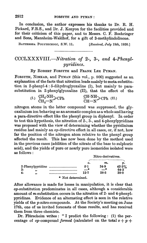 CCCLXXXVIII.—Nitration of 2-, 3-, and 4-phenylpyridines