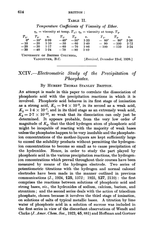 XCIV.—Electrometric study of the precipitation of phosphates