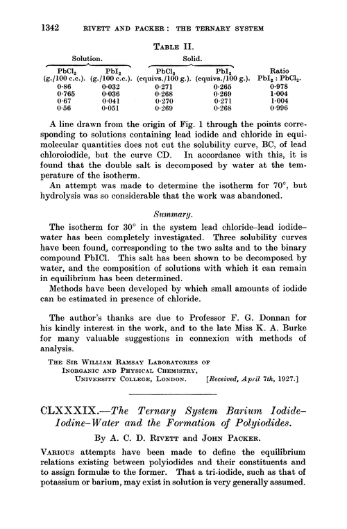 CLXXXIX.—The ternary system barium iodide–iodine–water and the formation of polyiodides