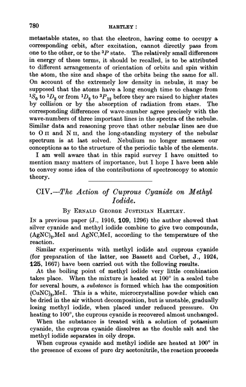 CIV.—The action of cuprous cyanide on methyl iodide