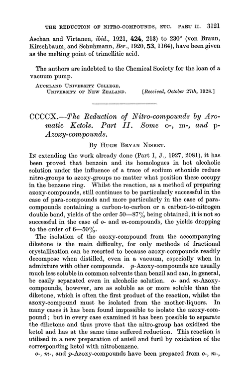 CCCCX.—The reduction of nitro-compounds by aromatic ketols. Part II. Some o-, m-, andp-azoxy-compounds