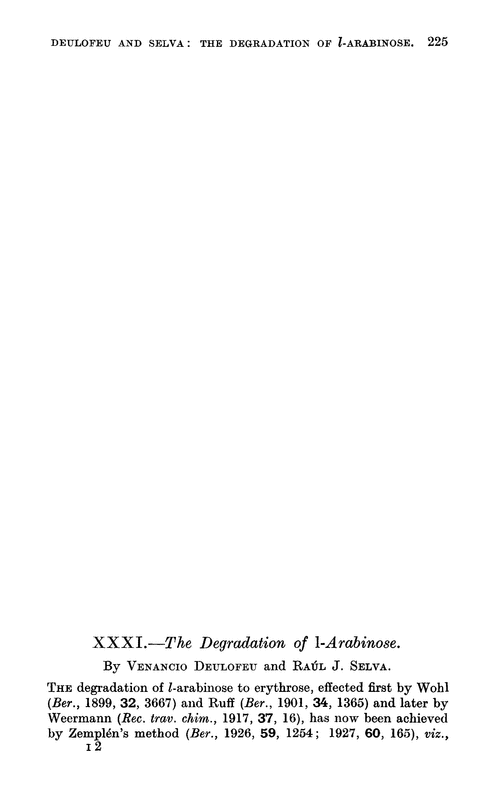 XXXI.—The degradation of l-arabinose