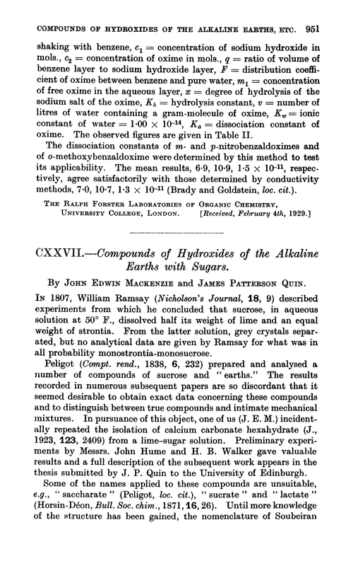 CXXVII.—Compounds of hydroxides of the alkaline earths with sugars