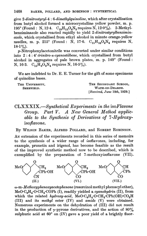 CLXXXIX.—Synthetical experiments in the isoflavone group. Part V. A new general method applicable to the synthesis of derivatives of 7-hydroxy-isoflavone
