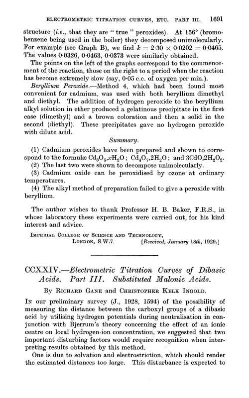 CCXXIV.—Electrometric titration curves of dibasic acids. Part III. Substituted malonic acids