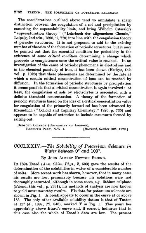 CCCLXXIV.—The solubility of potassium selenate in water between 0° and 100°