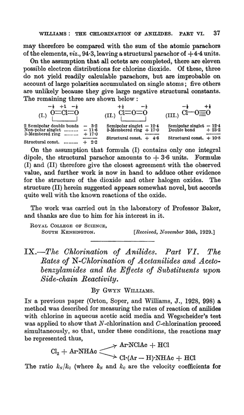 IX.—The chlorination of anilides. Part VI. The rates of N-chlorination of acetanilides and acetobenzylamides and the effects of substituents upon side-chain reactivity