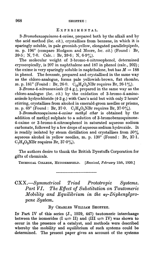 CXX.—Symmetrical triad prototropic systems. Part VI. The effect of substitution on tautomeric mobility and equilibrium in the αγ-diphenylpropene system