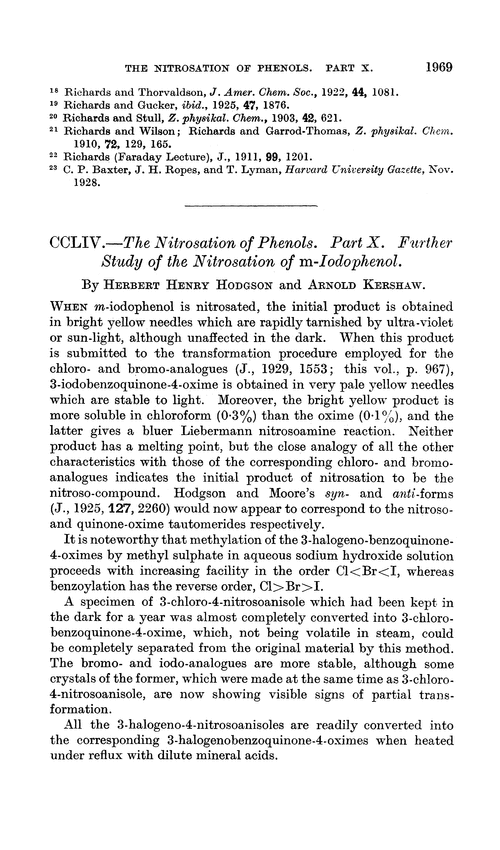 CCLIV.—The nitrosation of phenols. Part X. Further study of the nitrosation of m-iodophenol