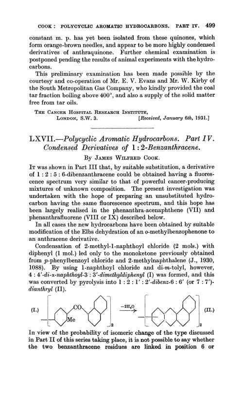 LXVII.—Polycyclic aromatic hydrocarbons. Part IV. Condensed derivatives of 1 : 2-benzanthracene