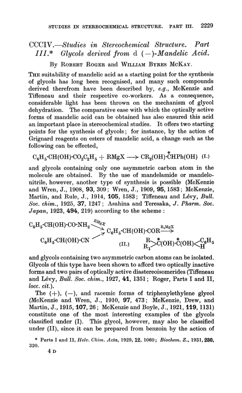 CCCIV.—Studies in stereochemical structure. Part III. Glycols derived from d(—)-mandelic acid