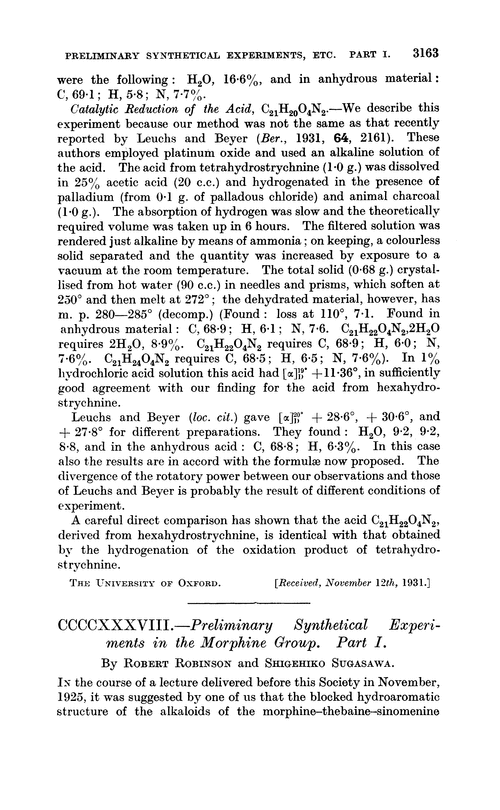 CCCCXXXVIII.—Preliminary synthetical experiments in the morphine group. Part I