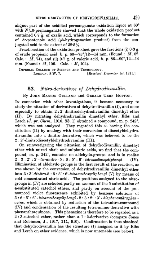 53. Nitro-derivatives of dehydrodivanillin