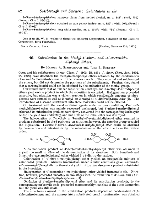 16. Substitution in the methyl-4′-nitro- and -4′-acetamido-diphenyl ethers