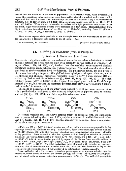 63. d-Δ3,8(9)-p-Menthadiene from d-pulegone
