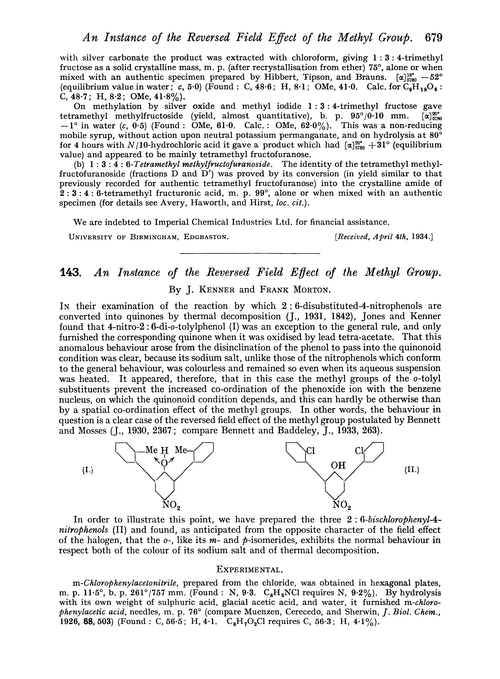 143. An instance of the reversed field effect of the methyl group