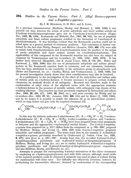 284. Studies in the pyrone series. Part I. Alkyl benzo-γ-pyrones and α-naphtha-γ-pyrones