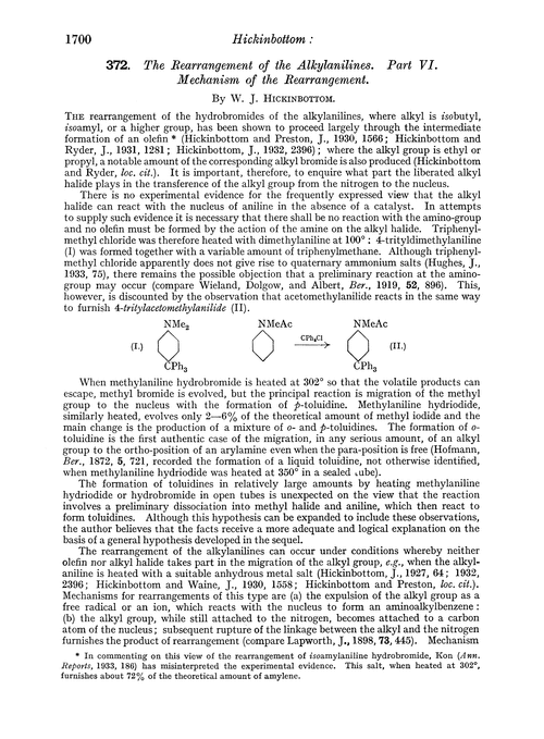 372. The rearrangement of the alkylanilines. Part VI. Mechanism of the rearrangement