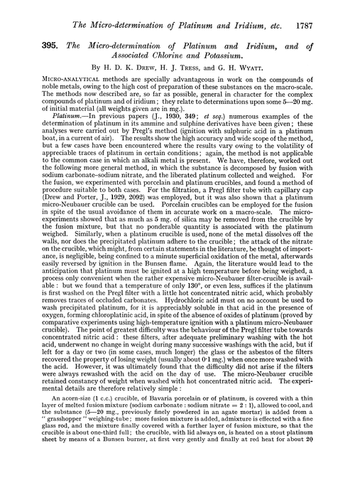 395. The micro-determination of platinum and iridium, and of associated chlorine and potassium