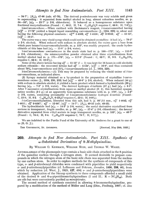 269. Attempts to find new antimalarials. Part XIII. Synthesis of ω-substituted derivatives of 8-methylquinoline