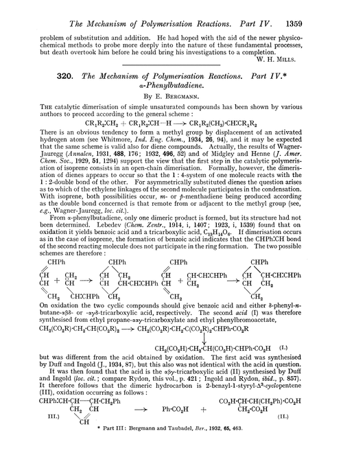 320. The mechanism of polymerisation reactions. Part IV. α-Phenylbutadiene