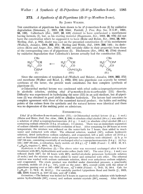 373. A synthesis of dl-piperitone (dl-Δ1-p-menthen-3-one)