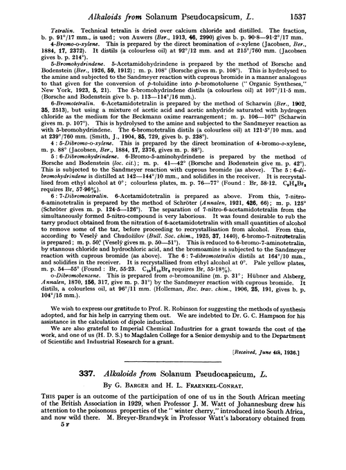 337. Alkaloids from solanum pseudocapsicum, L