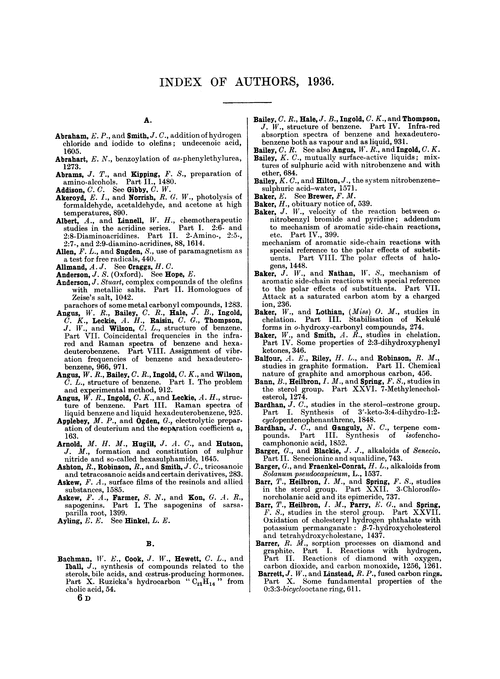 Index of authors, 1936