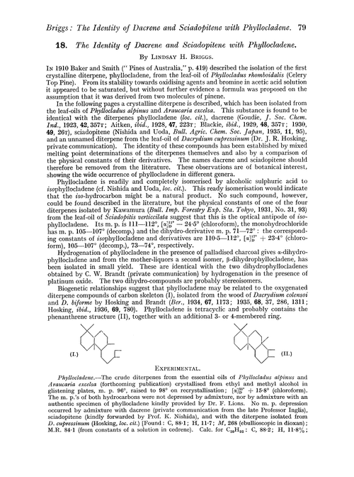 18. The identity of dacrene and sciadopitene with phyllocladene