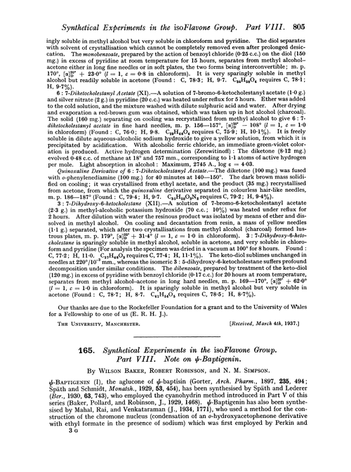165. Synthetical experiments in the isoflavone group. Part VIII. Note on ψ-baptigenin