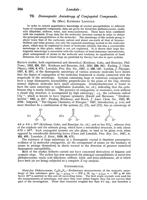 73. Diamagnetic anisotropy of conjugated compounds