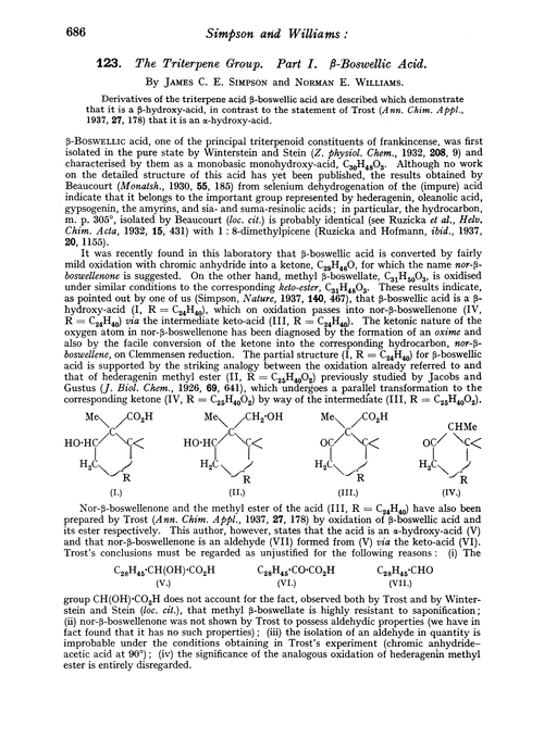 123. The triterpene group. Part I. β-Boswellic acid