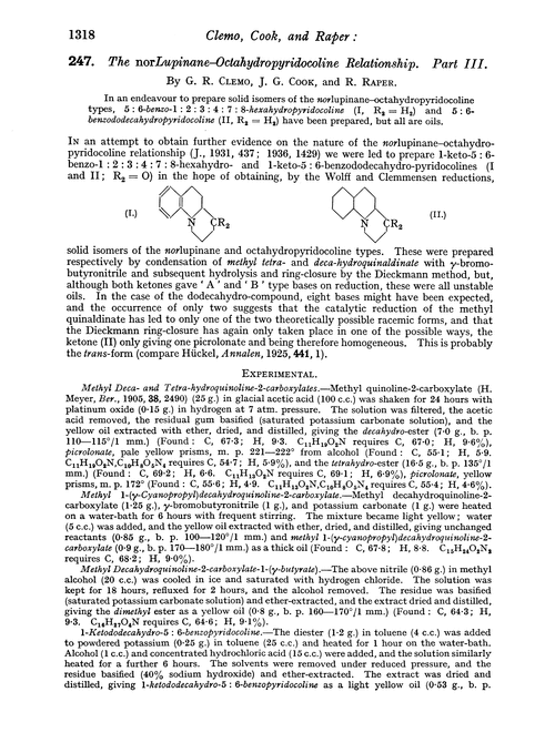 247. The norlupinane–octahydropyridocoline relationship. Part III